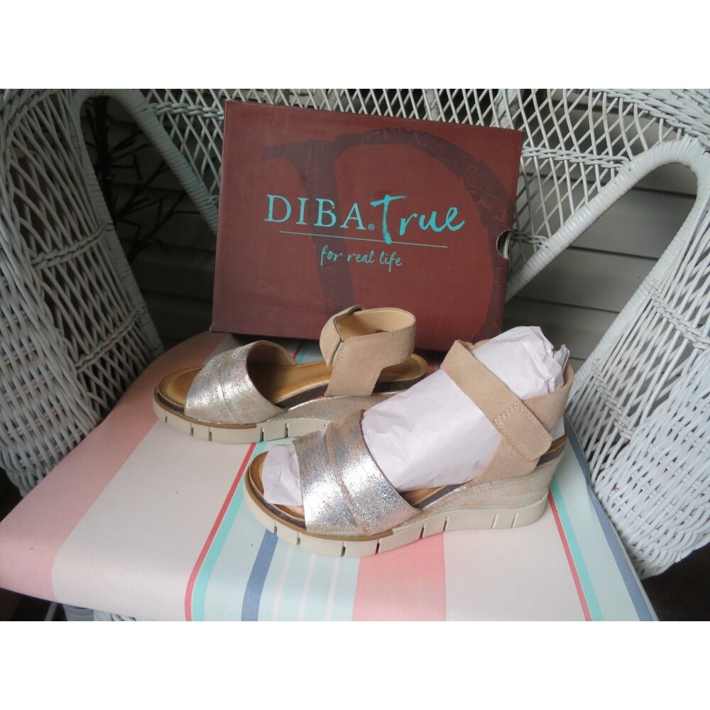 NWT Womens Silver & Natural Diba True Bubble Pop Sandals, 8.5